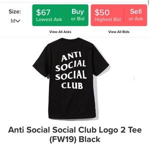ANTI SOCIAL SOCIAL CLUB 100% authentic black Tee